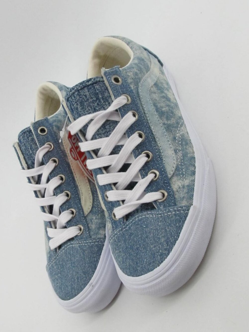 VANS Old Skool Blue Denim Acid Washed Skate Shoes Women's Sz 8/Mens 6.5 Low Jean